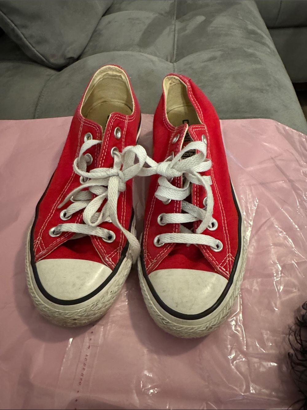 Classic Red Women’s 7M Canvas Sneakers - Casual Lace-Up